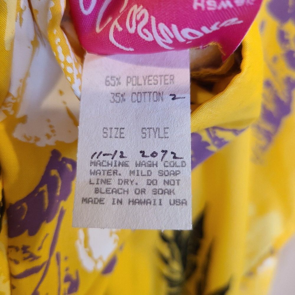 NOS CC Fashions Hawaiian Muumuu Dress Maxi Yellow Floral Ruffles USA Vintage 12 - Picture 7 of 9